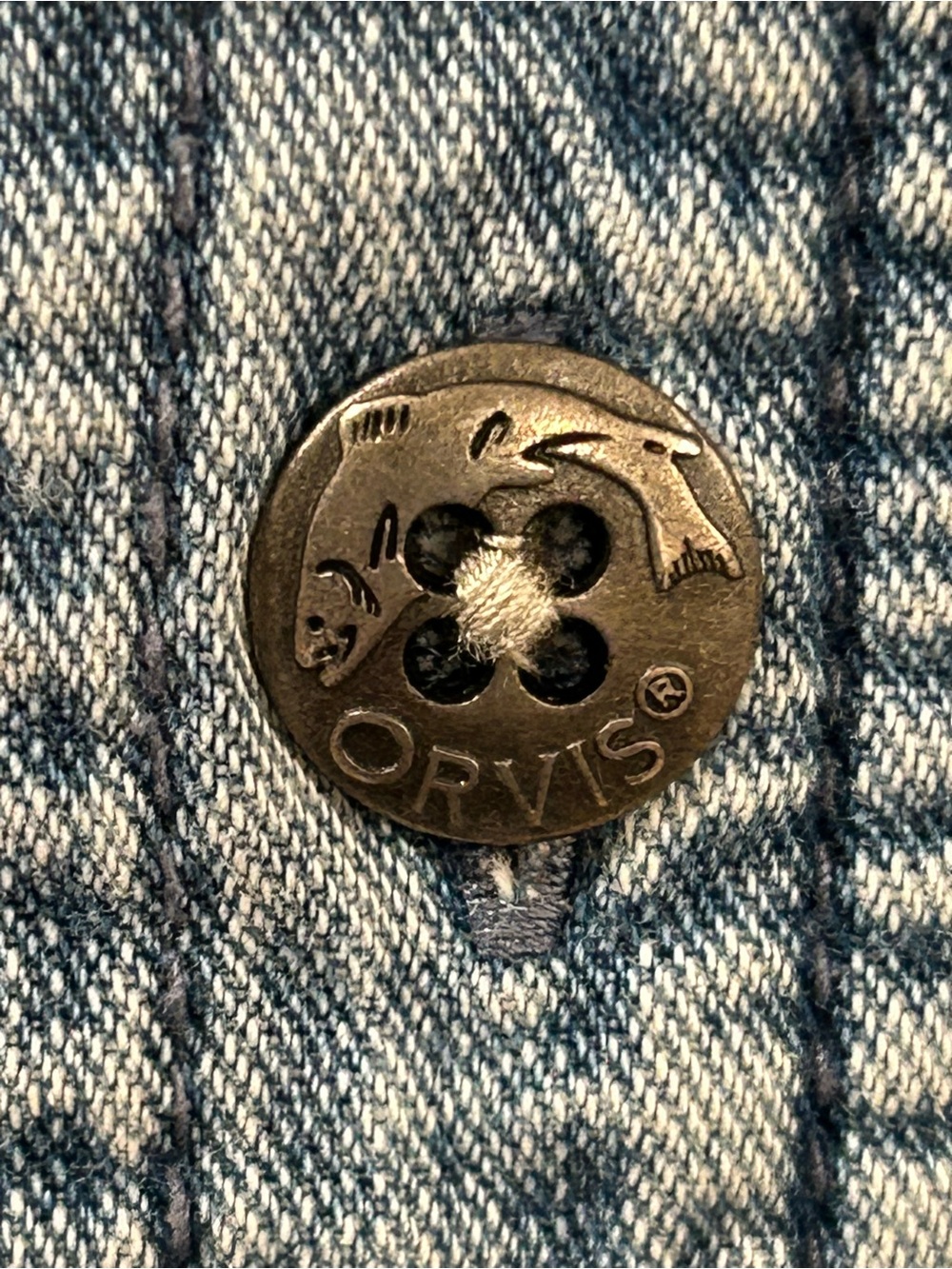 Vintage Orvis Fleece Lined Denim Shirt Jacket Blue Medium 90’s Grunge Gorpcore - Picture 4 of 12